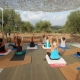 yoga session at eumelia's yoga deck