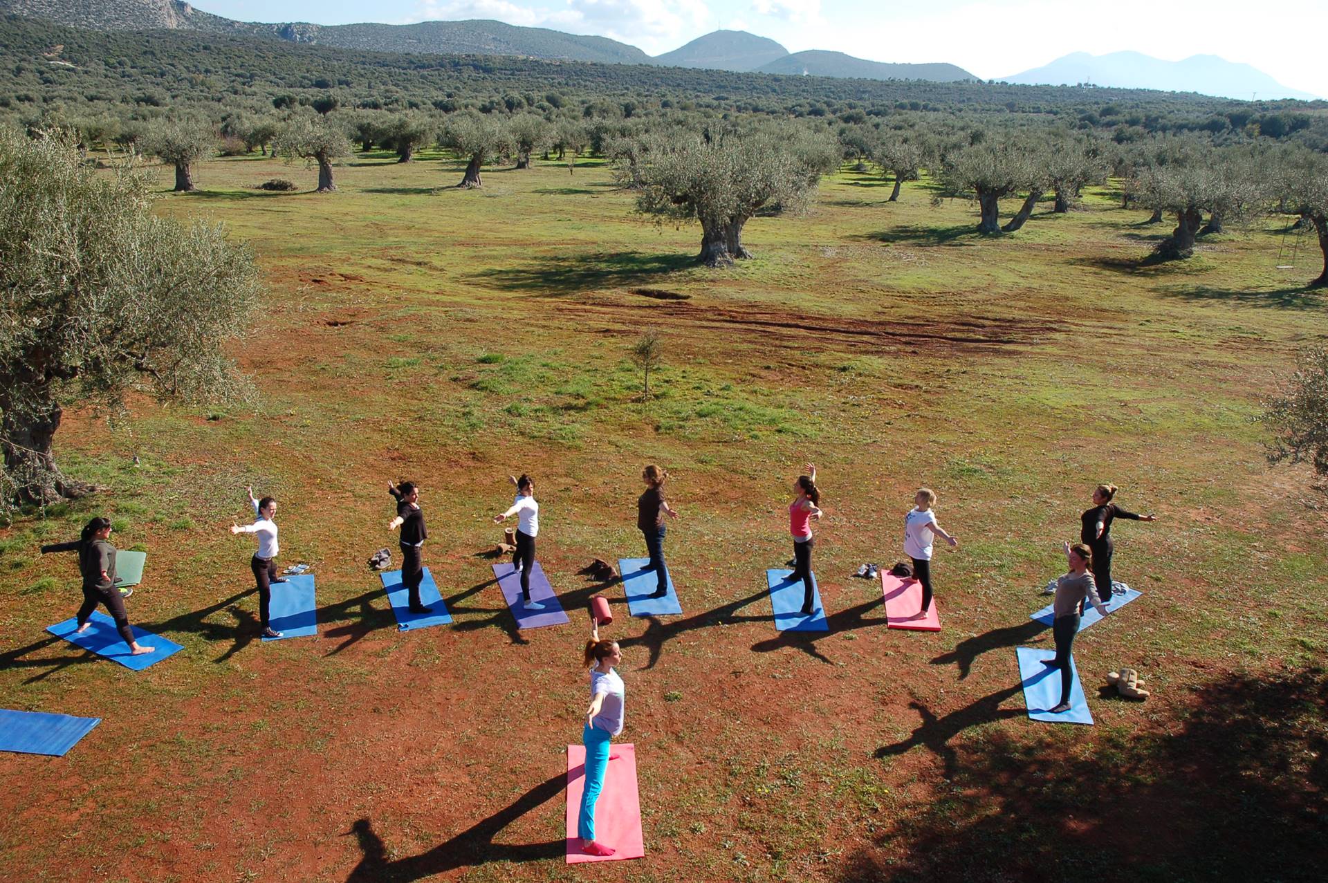 yoga class out in ature at eumelia